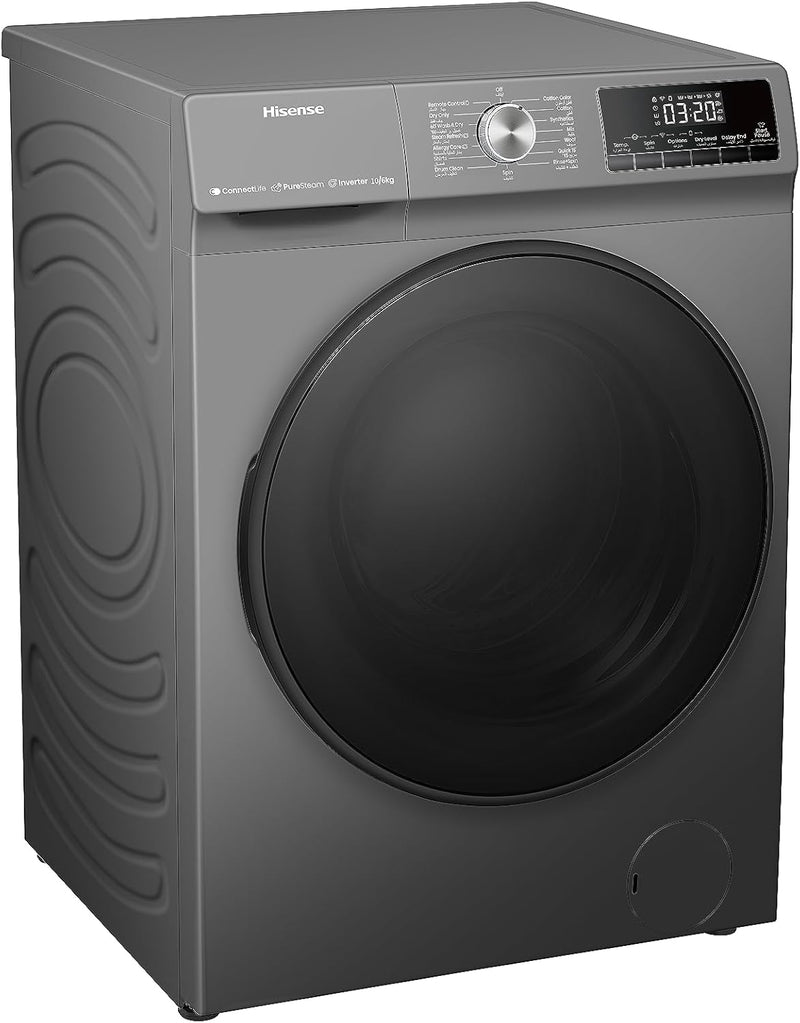 Hisense 10/6Kg washer and Dryer with 1400 RPM, Remote Control, Steam Fresh, Raindrop Drum, Durable Inverter, Drum Clean,WDQA1014VJMWT