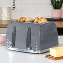 Russell Hobbs 26073 4 Slice Toaster - Contemporary Honeycomb Design with Extra Wide Slots and High Lift Feature, Grey