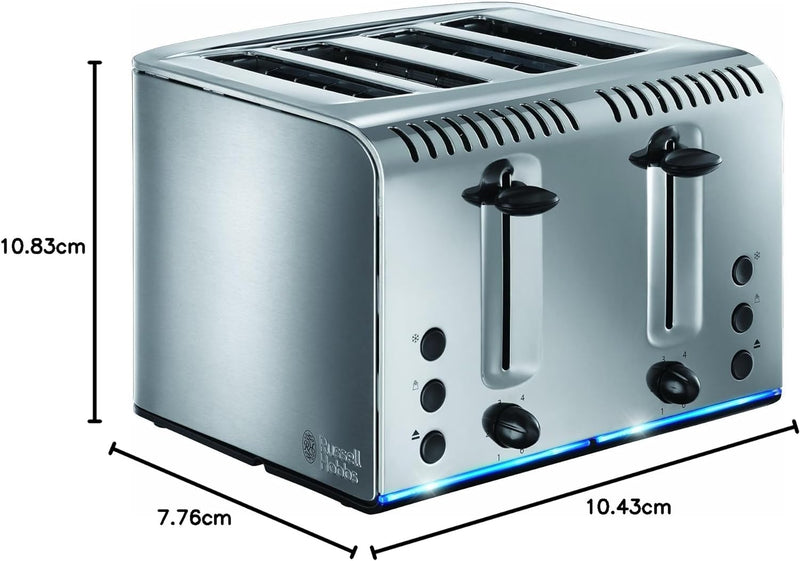 Russell Hobbs 20750 Buckingham 4-Slice Toaster, Polished, 2100 W, Stainless Steel