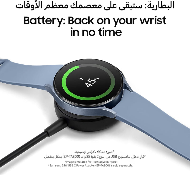 Samsung Galaxy Watch5 Smart Watch, Health Monitoring, Fitness Tracker, Long Lasting Battery, Bluetooth, 40mm & 44mm, Graphite- SM-R910