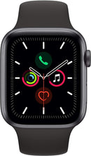 Apple Smart Watch Series 5 , 44mm  ( GPS + Cellular ) Space Gray Aluminum with Black Sport Band.