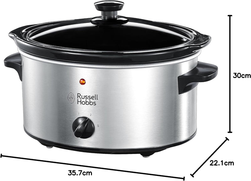 Russell Hobbs Slow Cooker 23200, 3.5 L - Stainless Steel Silver