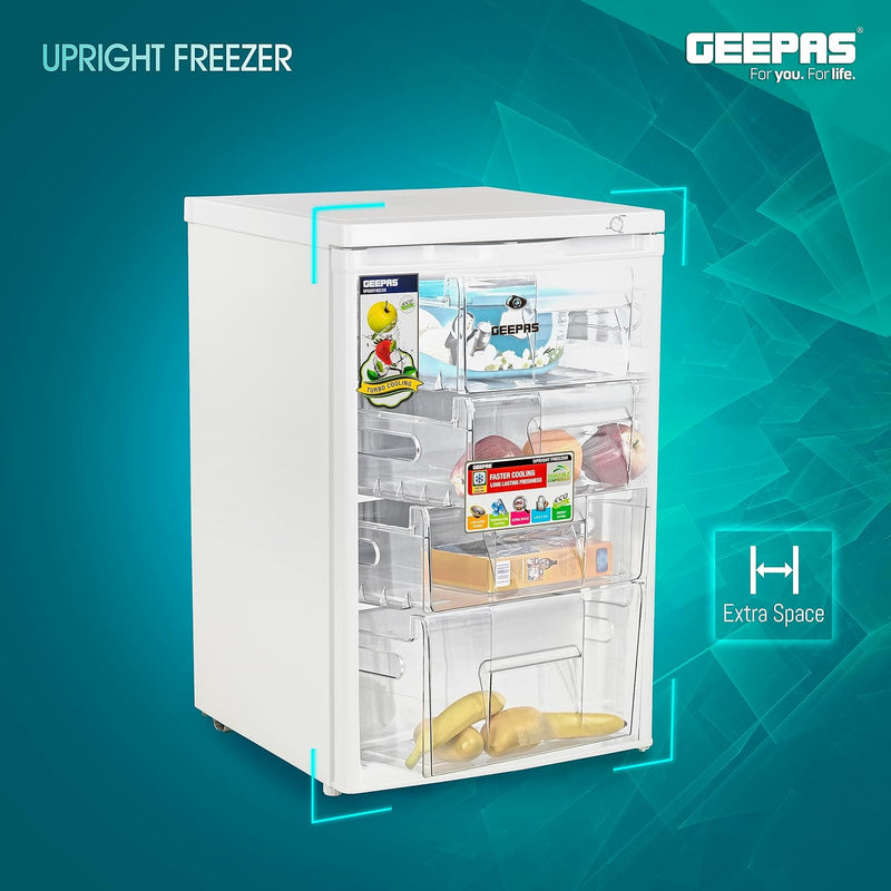 Geepas 120L Upright Freezer, GRFU1206