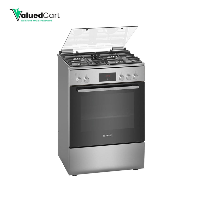 Bosch Serie | 4, 60X60 cm 4 Gas Burners Free standing Gas cooker, Stainless steel - HGB320E50M