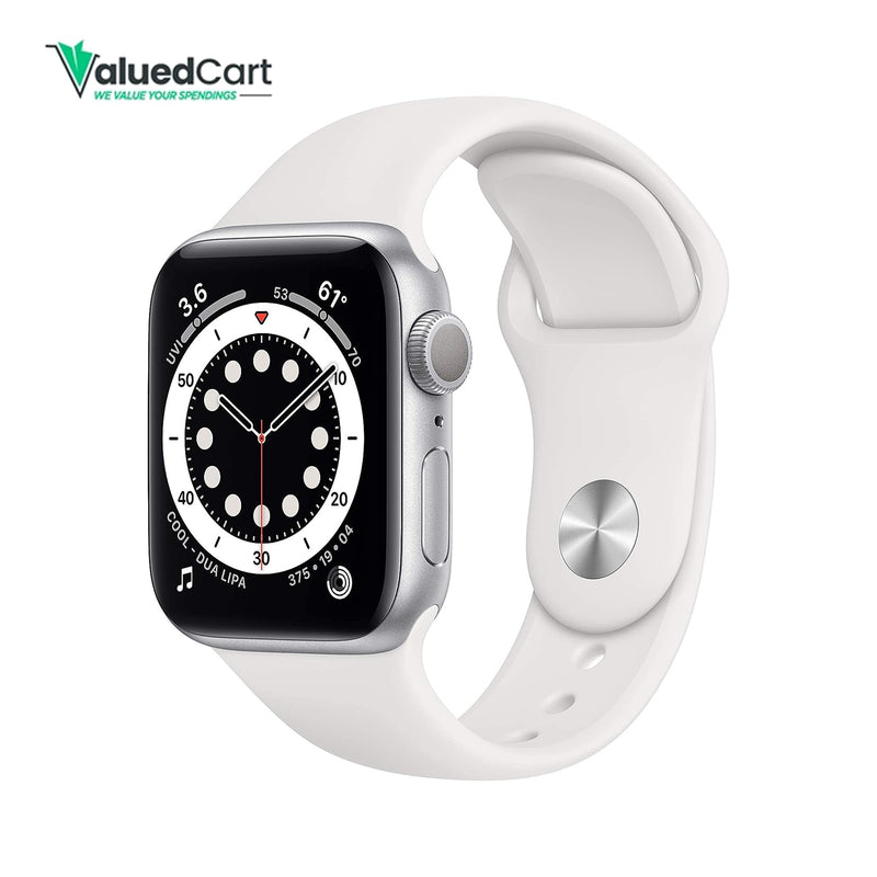 Apple Smart Watch Series 6 , 40mm ( GPS + Cellular) Silver Aluminum Case with White Sport Band