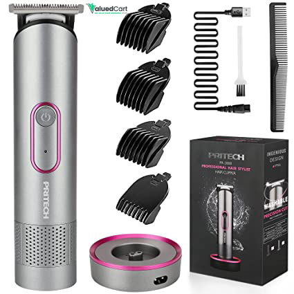 PRITECH Hair Trimmer , Waterproof Bikini Trimmer, Rechargeable Pubic Hair Clippers and Trimmer-  Electric Razor, Hair Cut Kit, Barber Grooming Set, Aurora Gray