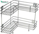 Generic-Double Layer 2-Tier Stainless Steel Multipurpose Storage Rack/Shelf for Kitchen, Bathroom (Silver)